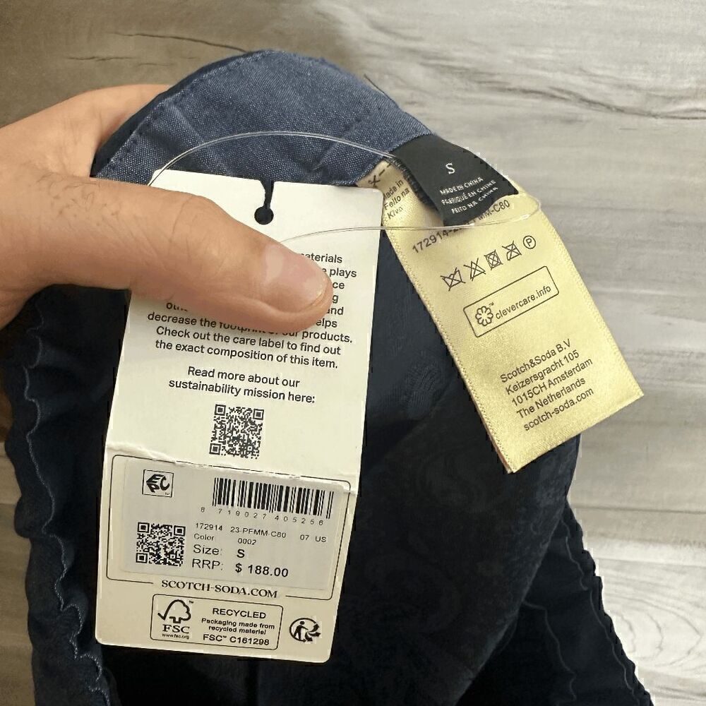 Scotch and Soda Mens Navy Wool Finch Tapered Fit Ankle Length Pants Size Small - Picture 8 of 12